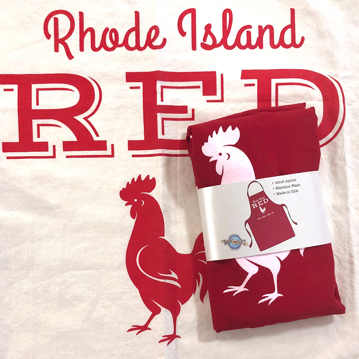 RI Red Apron and/or Tea Towel – Rhody Craft