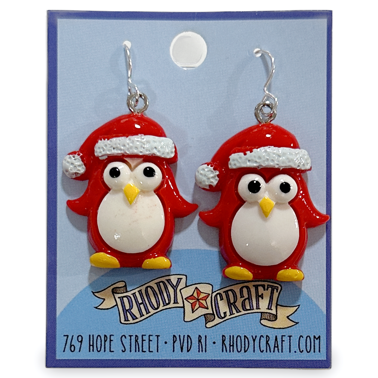 Earrings - Penguin Santa