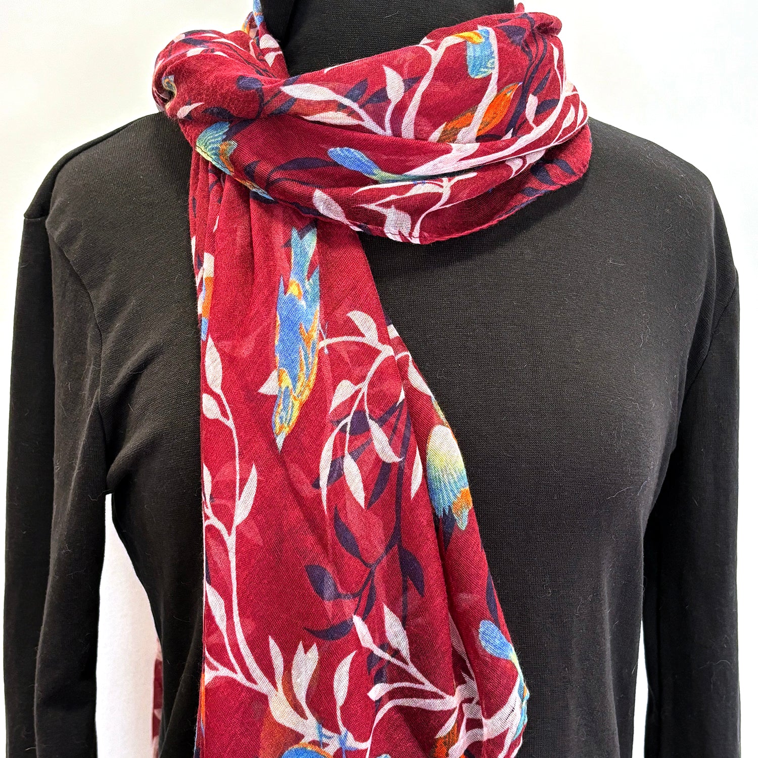 Scarf - Branch Birds Burgundy