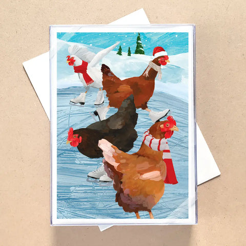 Boxed Holiday Cards - Chickens on Ice