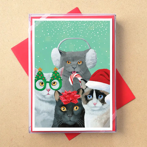 Boxed Holiday Cards - Meowy Christmas Pals