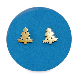 Earrings - Holiday Tree Gold-tone