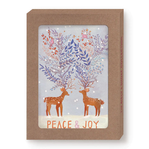 Boxed Holiday Cards - Reindeer Peace & Joy