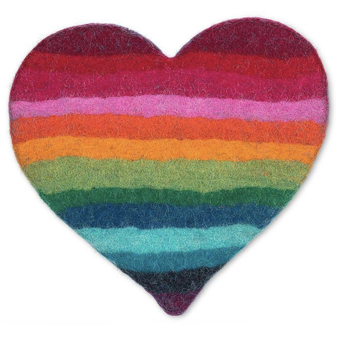 Rainbow Felt Trivet - Heart