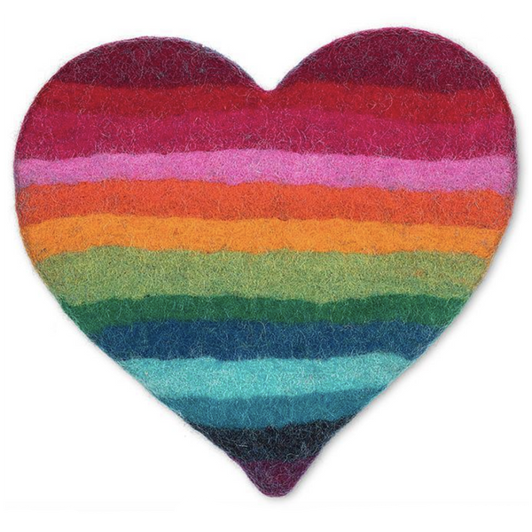 Rainbow Felt Trivet - Heart