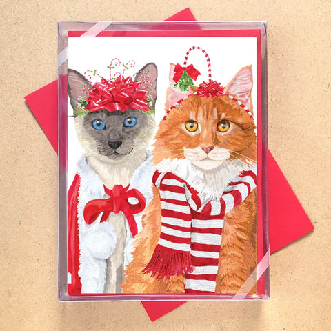 Boxed Holiday Cards - Two Cats