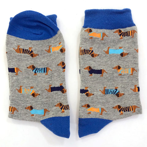 WS - Dachshund Socks - Gray/Blue