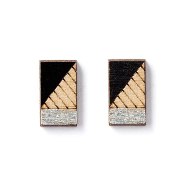 Earrings - Rectangle Wood Studs