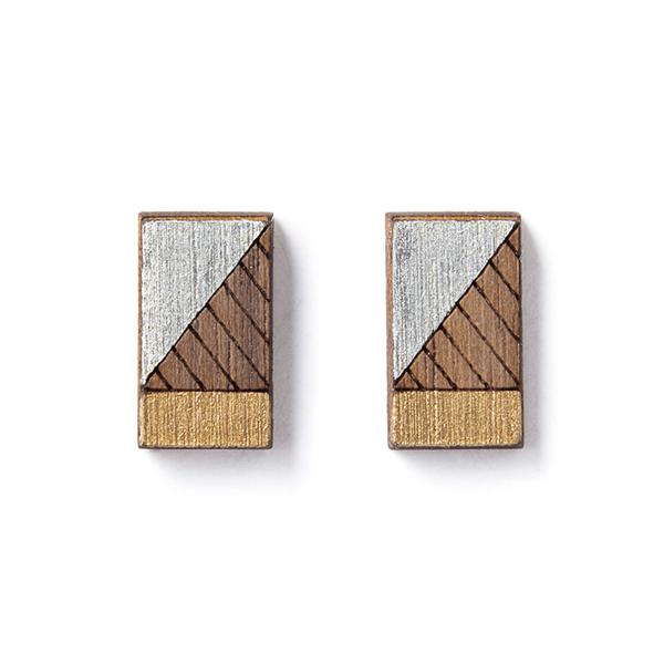 Earrings - Rectangle Wood Studs