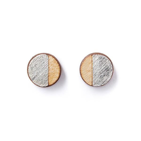 Earrings - Round Wood Studs