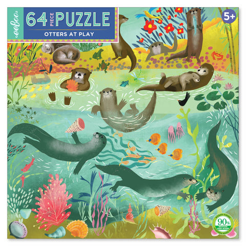 64 piece puzzle - Otters at Play