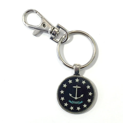 RI Flag Image BLACK Keychain