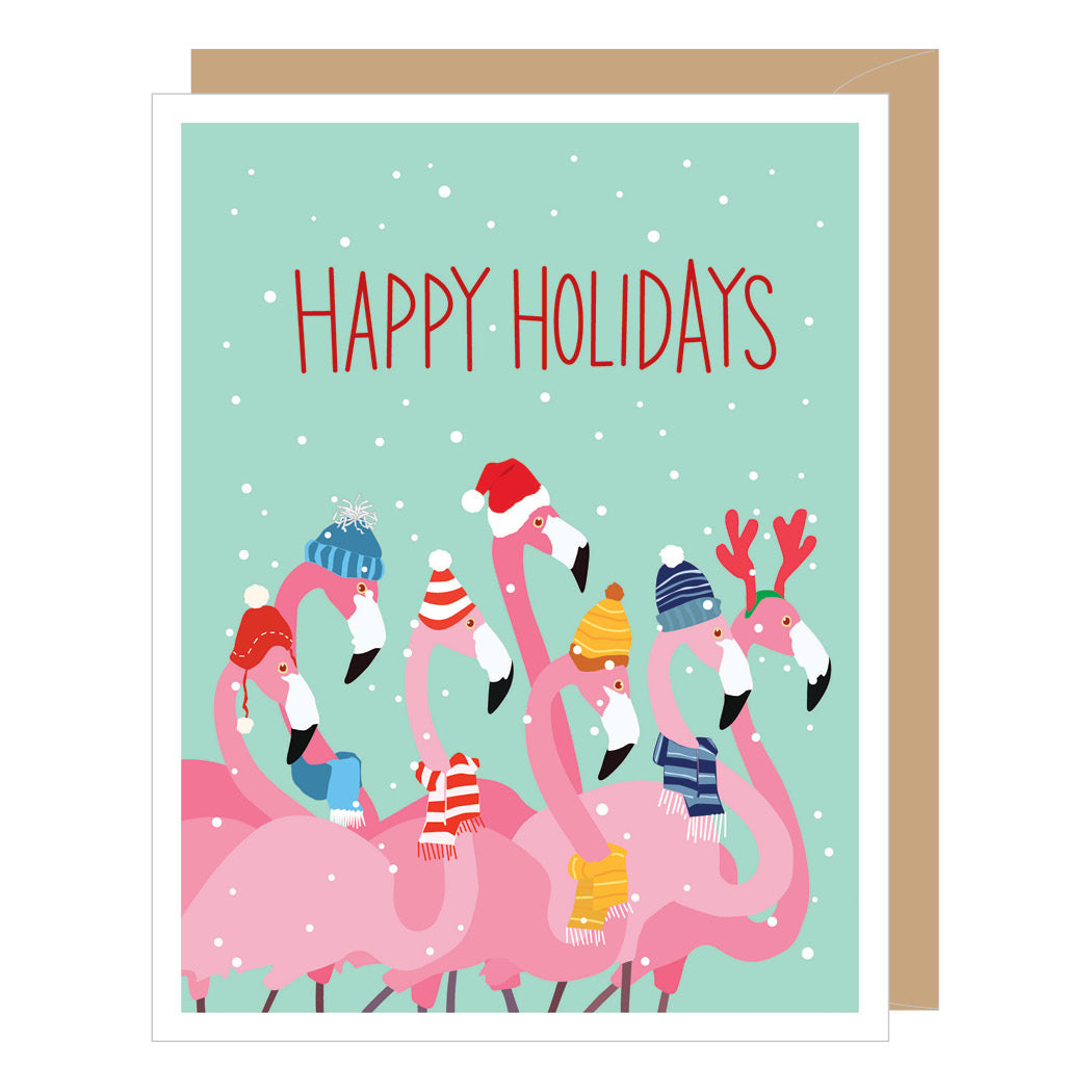 Card - Holiday - Flamingos
