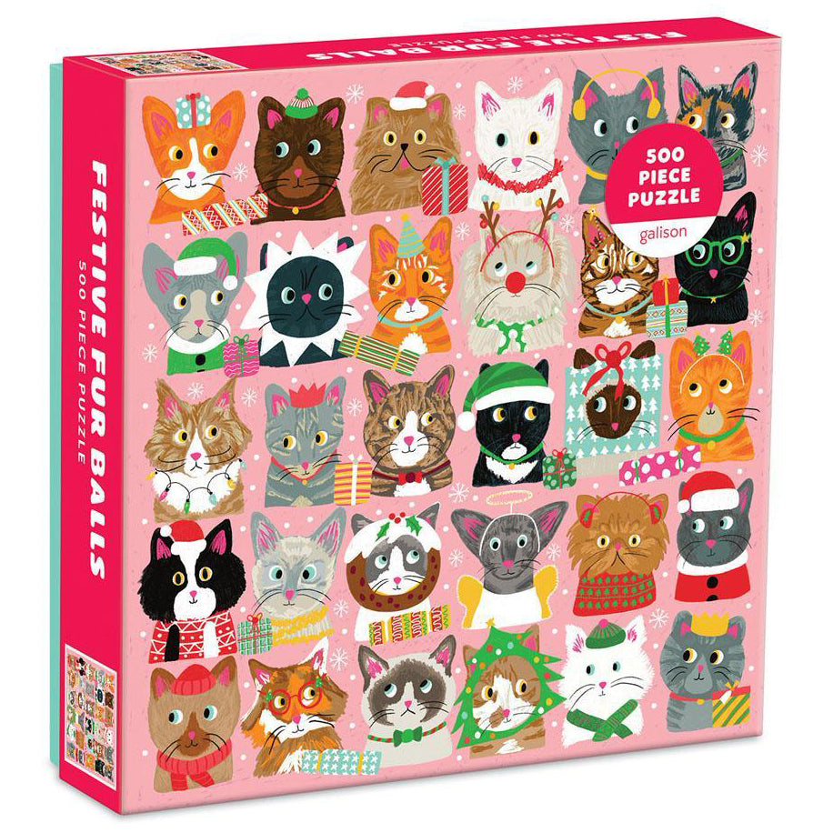 500 piece puzzle - Festive Furballs