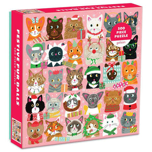 500 piece puzzle - Festive Furballs