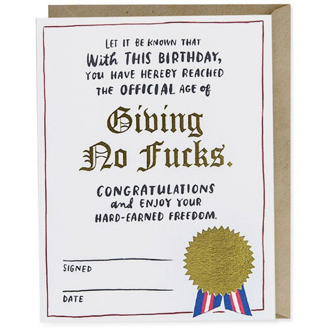 Card - Birthday - No Fucks