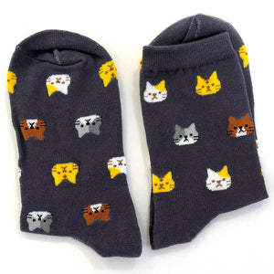 WS - Kitty Face Socks - Gray